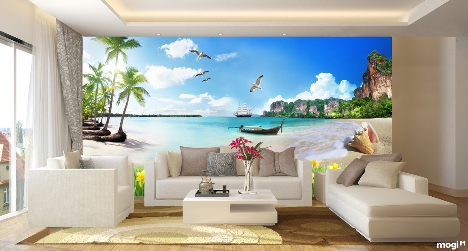 Những bức tranh tường có tác dụng tăng sáng cho không gian phòng khách