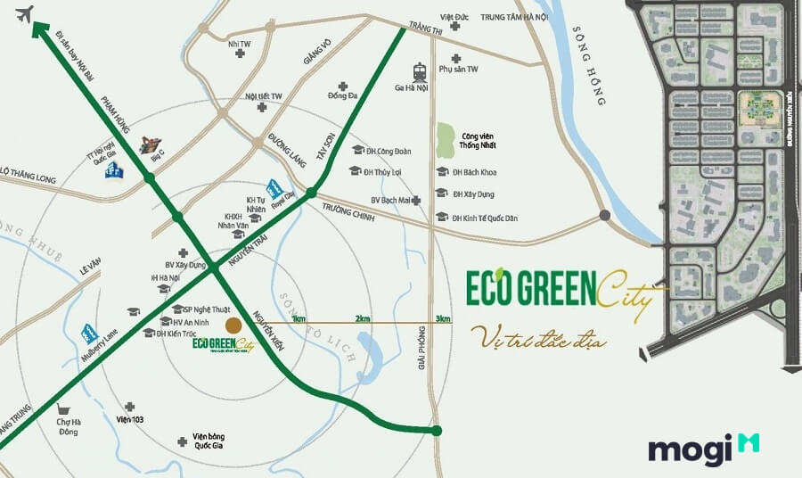 Từ chung cư Eco Green City dân cư có thể dễ dàng di chuyển đến các khu vực trung tâm Thủ đô