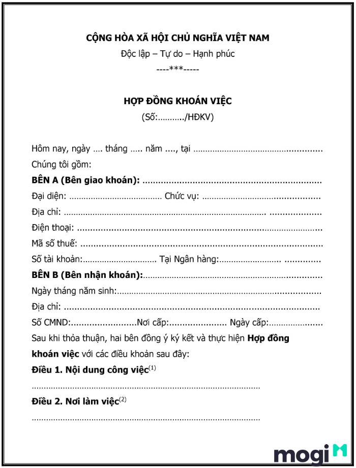 Hợp đồng khoán việc