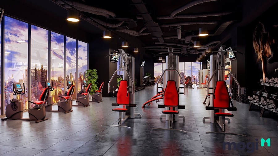 Phòng gym hiện đại với đầy đủ thiết bị tiêu chuẩn quốc tế