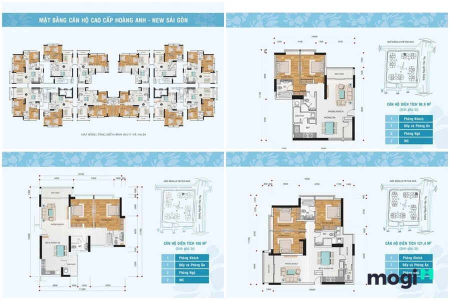 Giá bán căn hộ Hoàng Anh Gia Lai 3 99m2, 2 phòng ngủ 2WC, full nội thất chỉ từ 1.98 tỷ đồng.