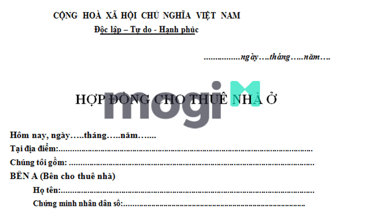 mẫu hợp đồng cho thuê nhà 4