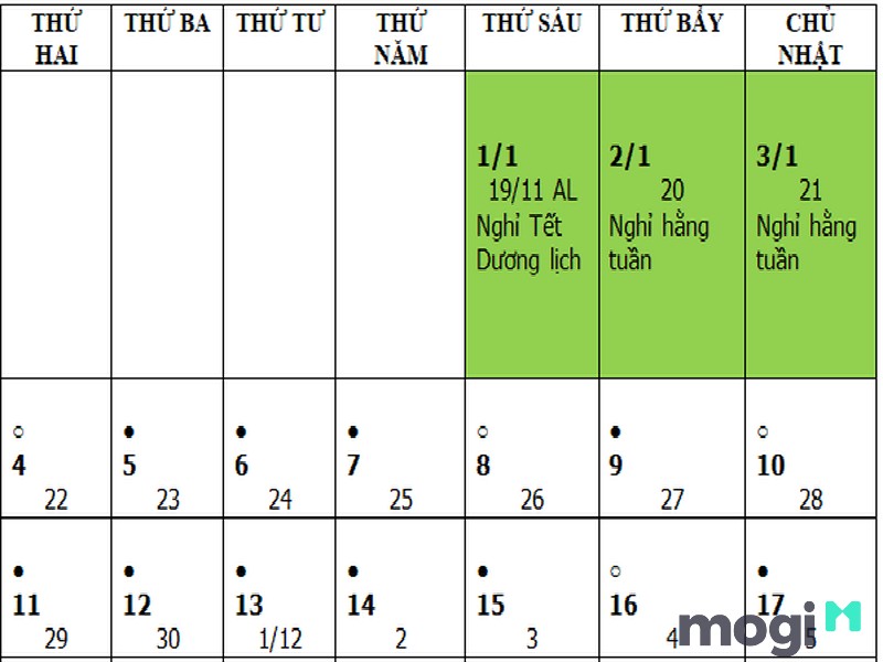 Lịch nghỉ Tết dương năm 2021