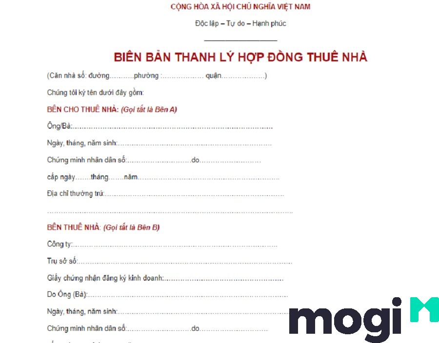 Thanh lý hợp đồng thuê nhà