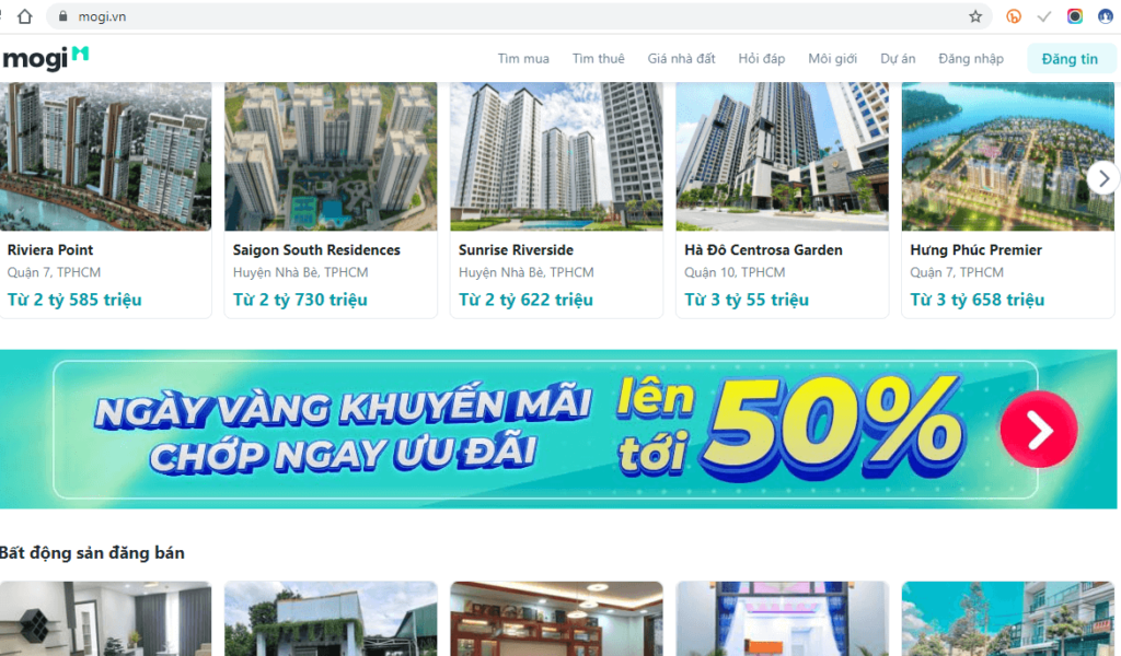 Nên đăng tin bán nhà đất tại các website bất động sản lớn như Mogi.vn.