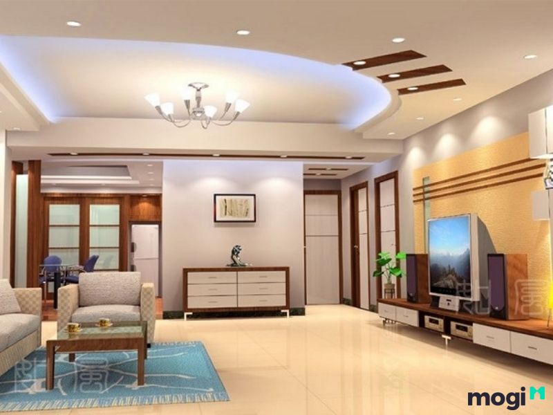 Thiết kế trần nhà cách điệu khác với phong cách truyền thống.