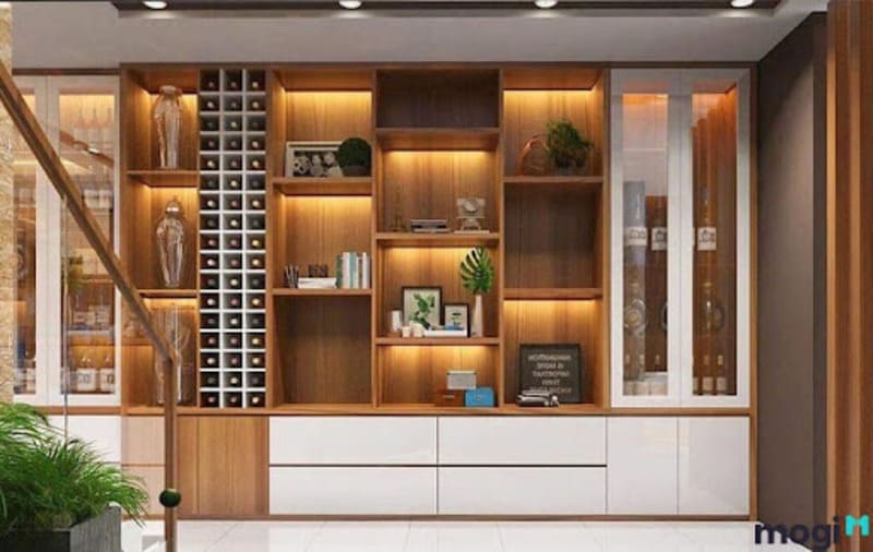10+ Mẫu Tủ Rượu Âm Tường Phòng Khách Đẹp, Sang Trọng (2022) | Mogi