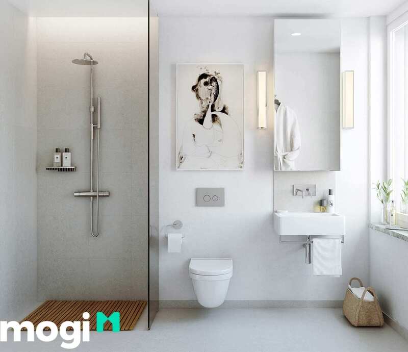 Bồn tiểu treo tường phù hợp với thiết kế phòng tắm 6m2