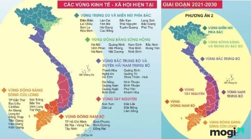 Các vùng kinh tế trên lãnh thổ Việt Nam.
