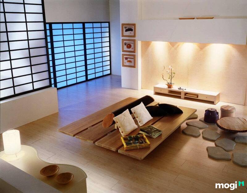 Thiết kế phòng khách Nhật Bản phong cách tối giản