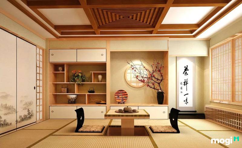 Phòng khách Nhật Bản thiết kế đơn giản, tinh tế