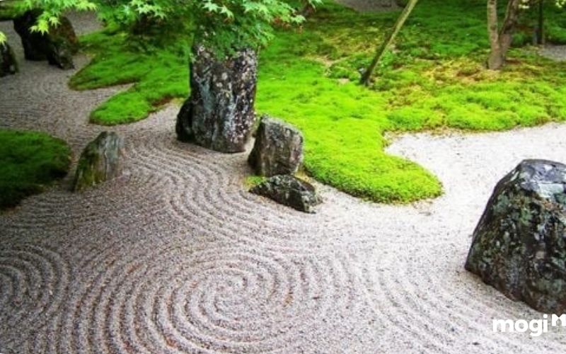 Sân vườn kiểu Nhật sử dụng đá  để miêu tả nhiều sự vật