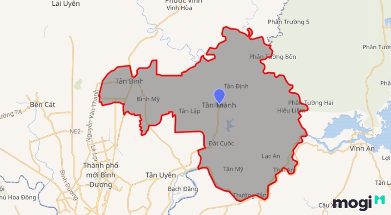 Tham khảo bản đồ huyện Bắc Tân Uyên