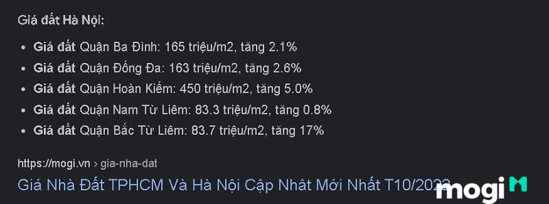 Giá nhà đất hiện nay ở Hà Nội
