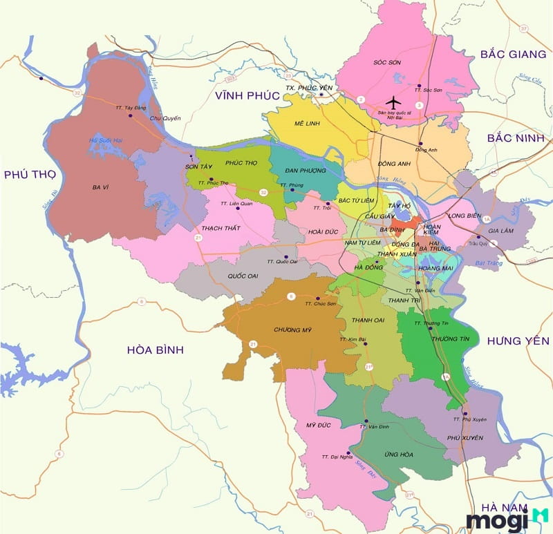 Bản đồ hành chính Thành phố Hà Nội
