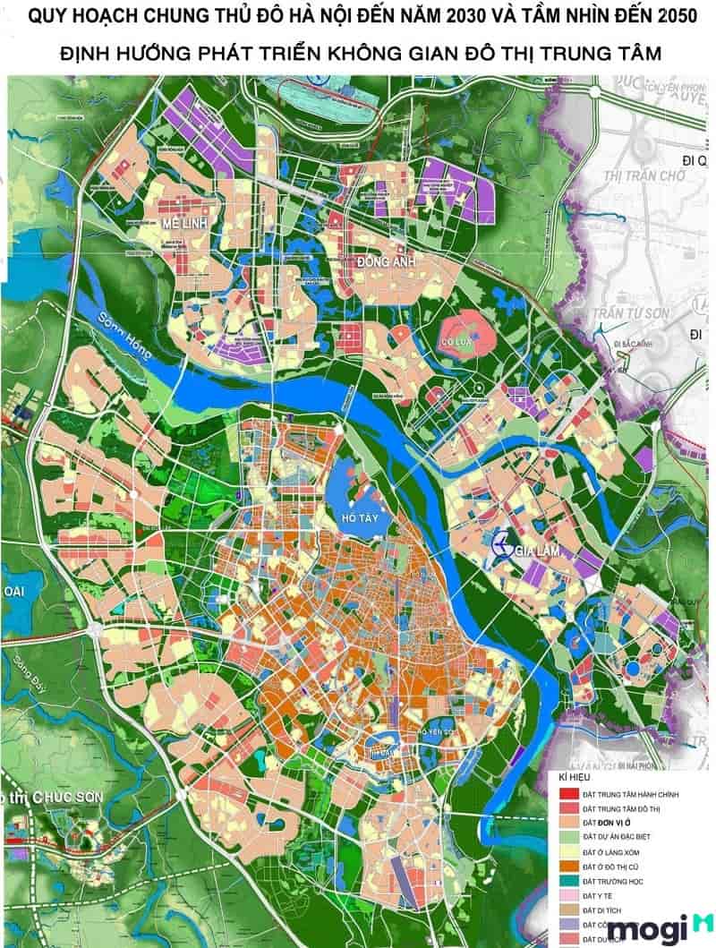 Bản đồ định hướng quy hoạch Thành phố Hà Nội tính đến 2050