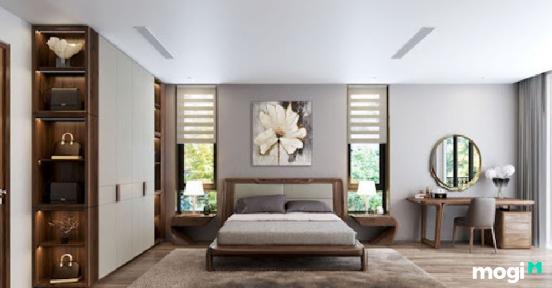 Thiết kế nội thất phòng ngủ hiện đại, tiện nghi mẫu nhà phố 2 tầng 5x15