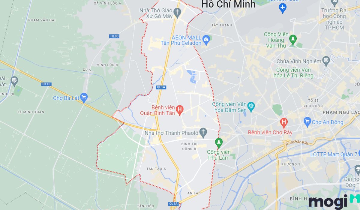 Bản đồ địa lý Quận Bình Tân