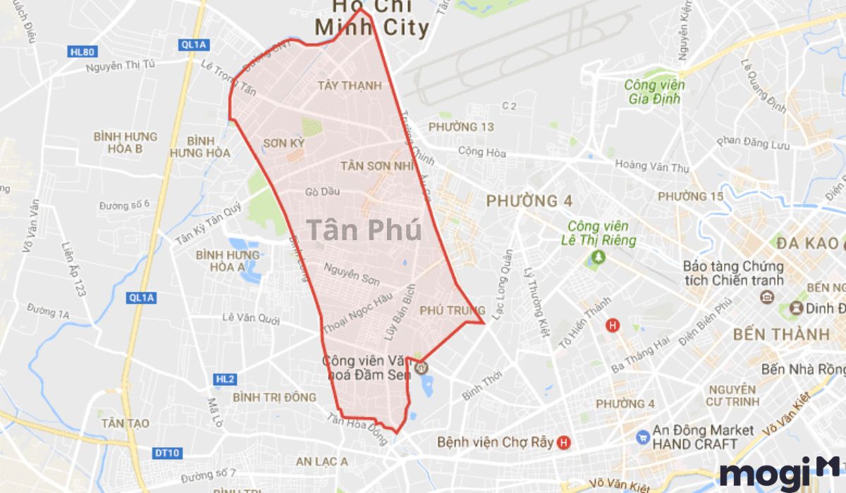 Vị trí địa lý Quận Tân Phú