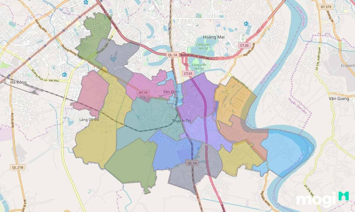 Vị trí địa lý huyện Thanh Trì