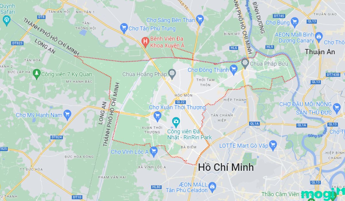 Vị trí địa lý huyện Hóc Môn