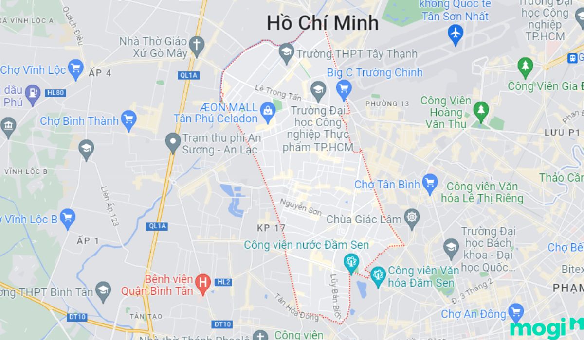 Bản đồ vị trí thuê mặt bằng Quận Tân Phú