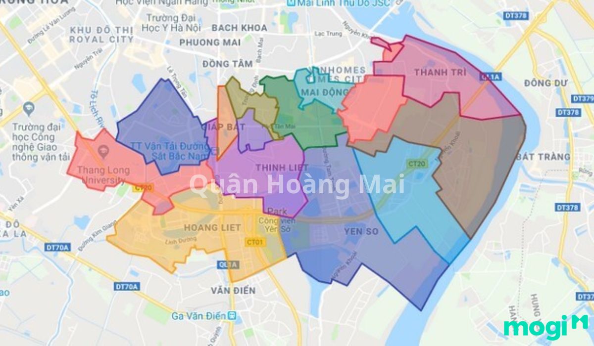 Vị trí quận Hoàng Mai