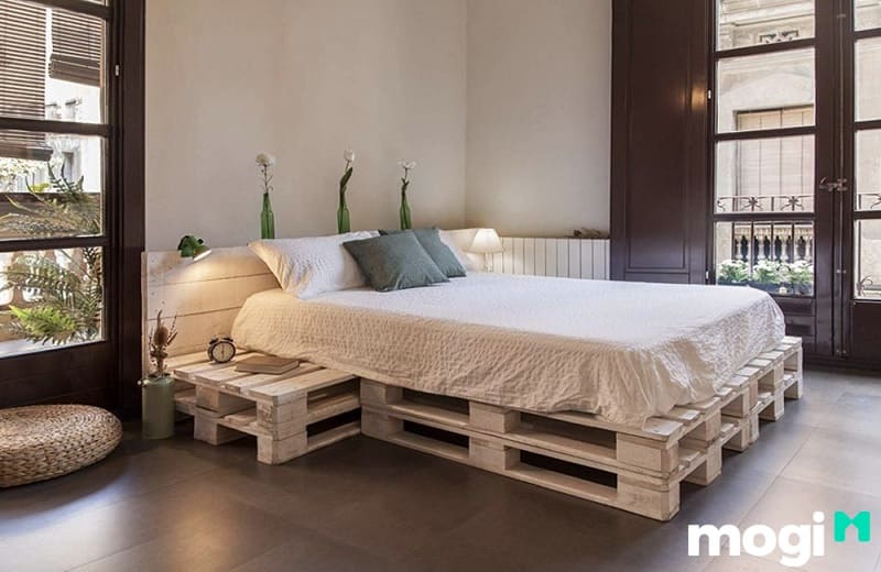 Giường ngủ sáng tạo từ gỗ Pallet đang được sử dụng ngày càng phổ biến