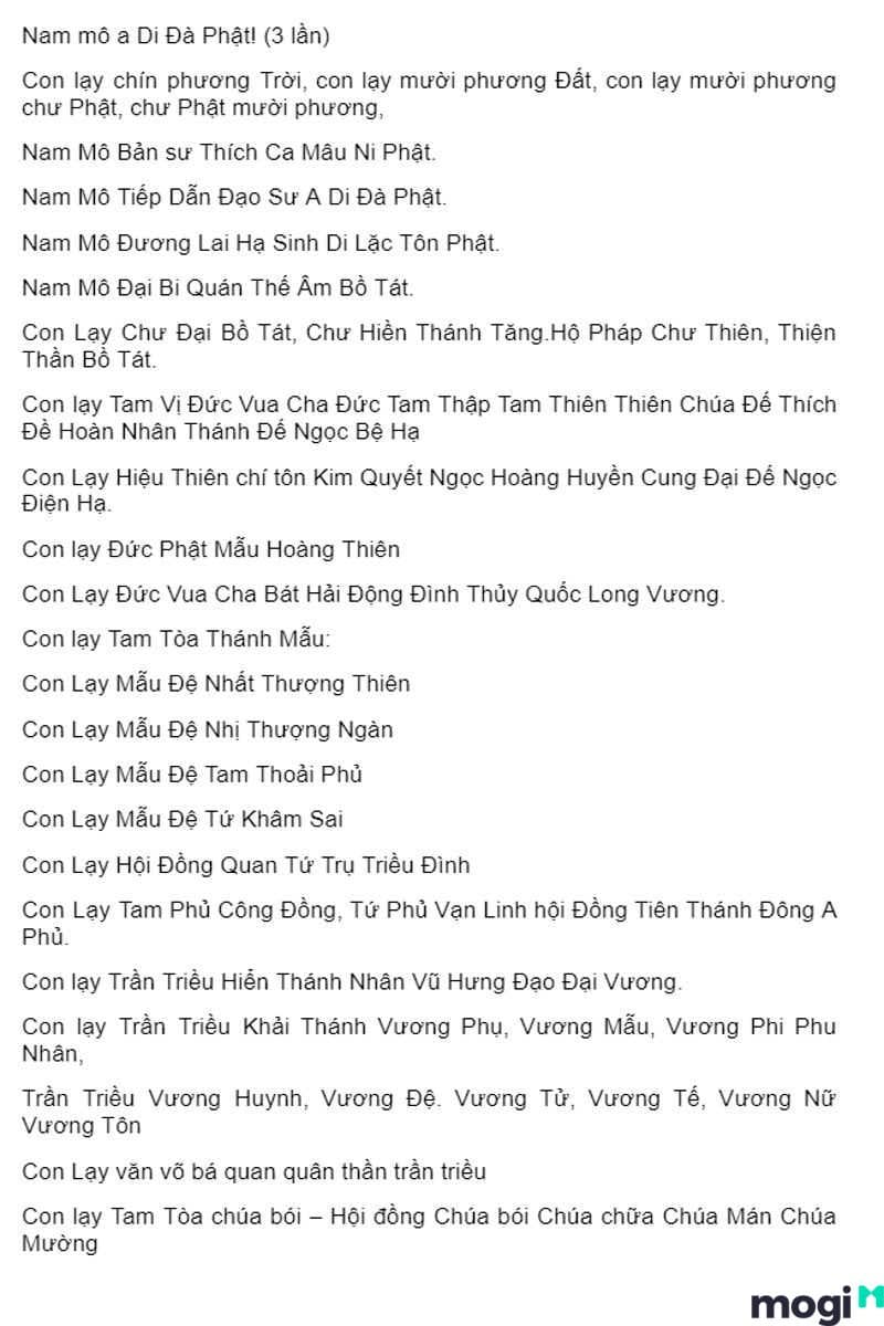 văn khấn Ông Hoàng Bảy