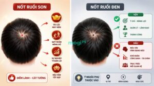 Nốt Ruồi Trên Đầu Có Ý Nghĩa Gì? Giải Mã 5+ Vị Trí Theo Nhân Tướng Học 2 Ý nghĩa nốt ruồi khác nhau tùy màu sắc, hình dạng và vị trí của nó