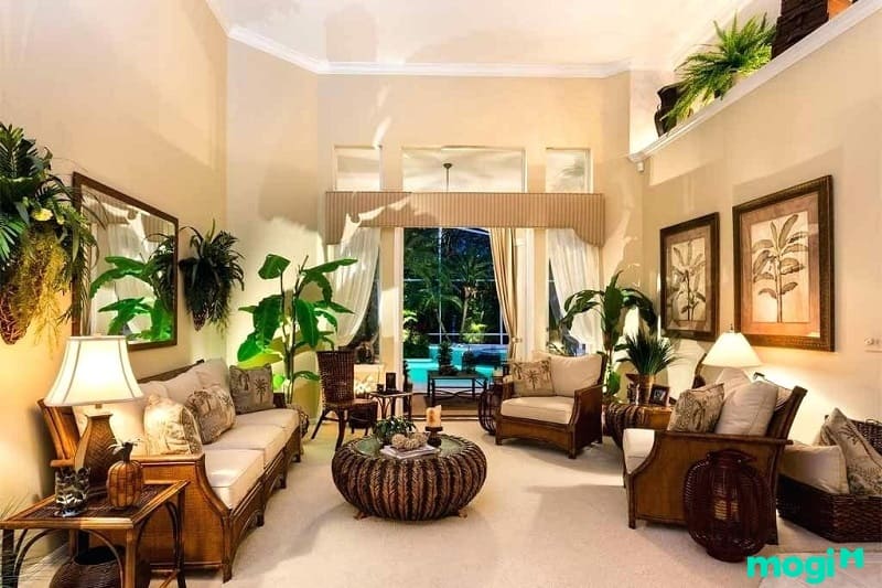 Mẫu phòng khách phong cách Tropical
