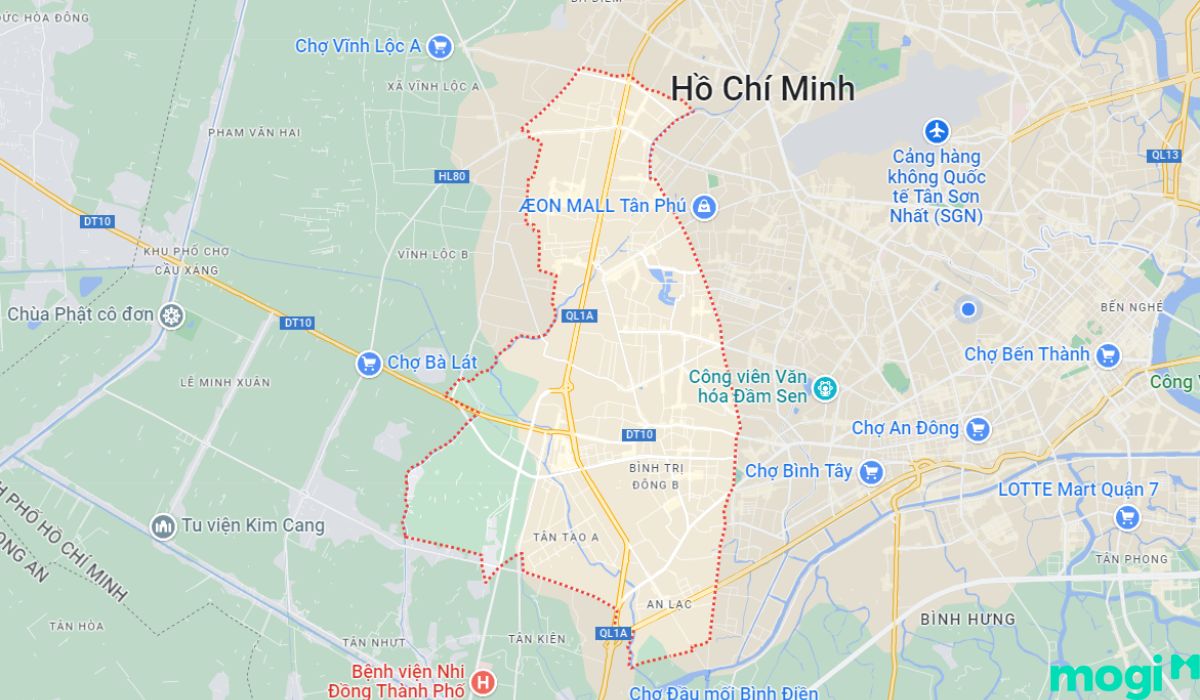 Vị trí địa lý quận Bình Tân