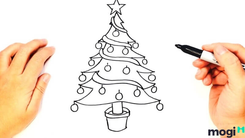 Bạn cũng có thể vẽ cây thông Noel từ hình tam giác lượn sóng