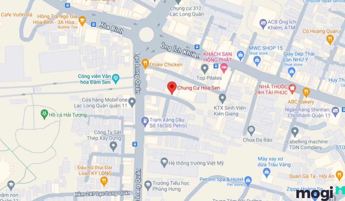 Vị trí căn hộ chung cư Hoa Sen