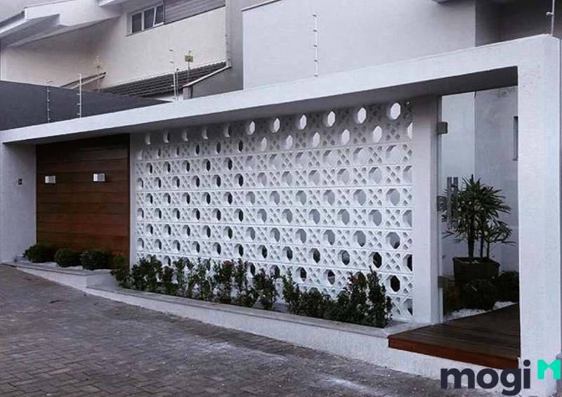 Vật liệu thiết kế tường rào biệt thự hiện đại phổ biến bằng tường gạch