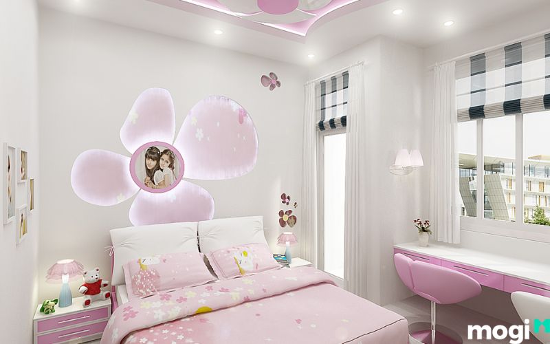 phòng ngủ bé gái theo phong cách dễ thương, đáng yêu