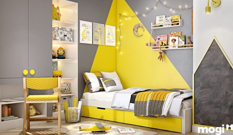 Phòng ngủ bé gái tông màu vàng