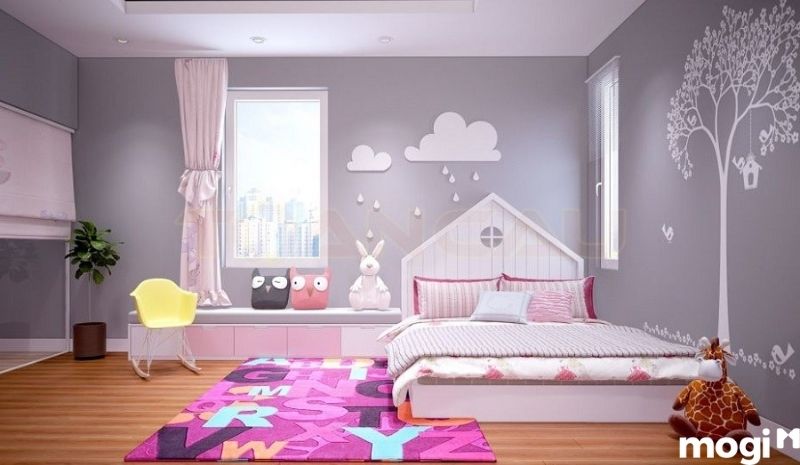Phòng ngủ bé gái tông màu pastel