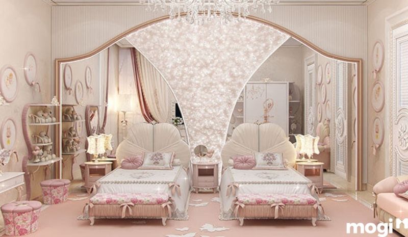 Phòng ngủ bé gái phong cách cổ điển