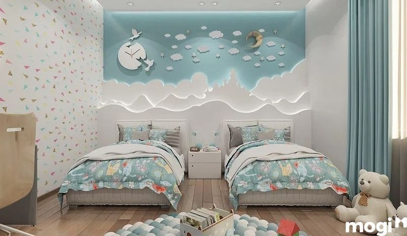 Phòng ngủ chủ đề bầu trời cho bé gái