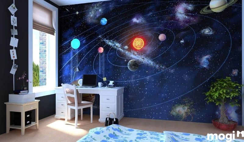 Phòng ngủ bé trai chủ đề vũ trụ