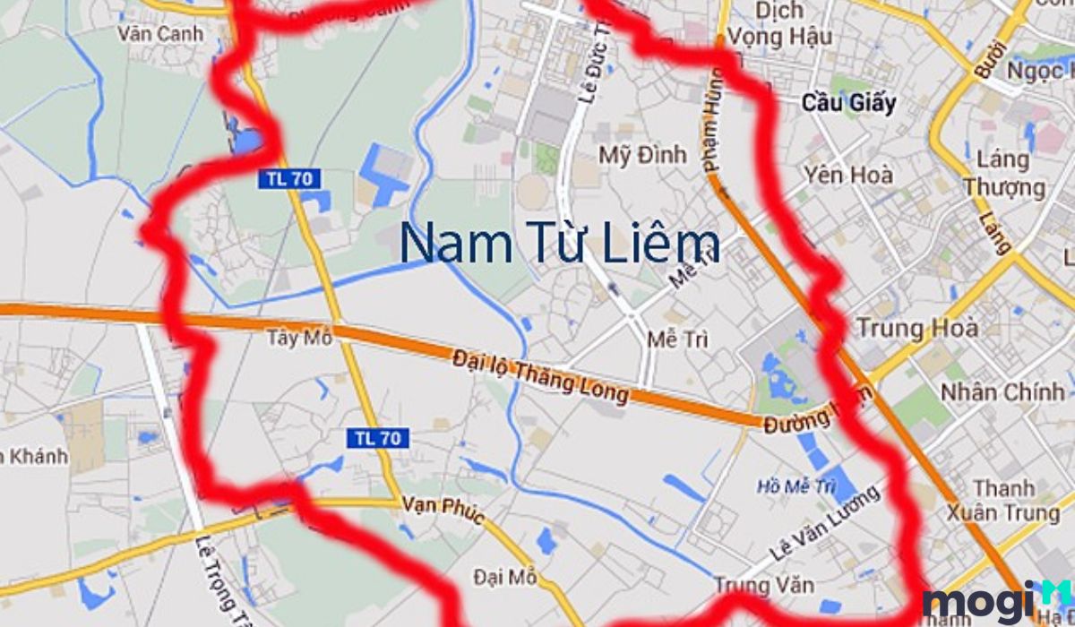 Vị trí địa lý Quận Nam Từ Liêm