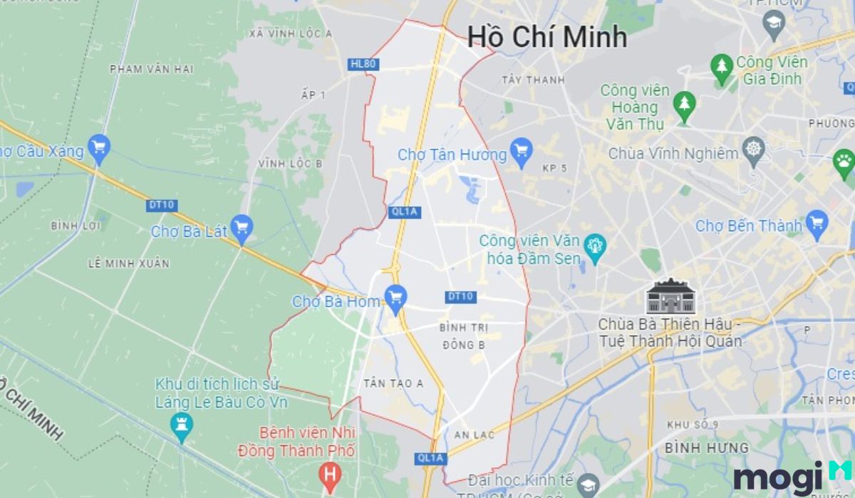Vị trí địa lý Quận Bình Tân