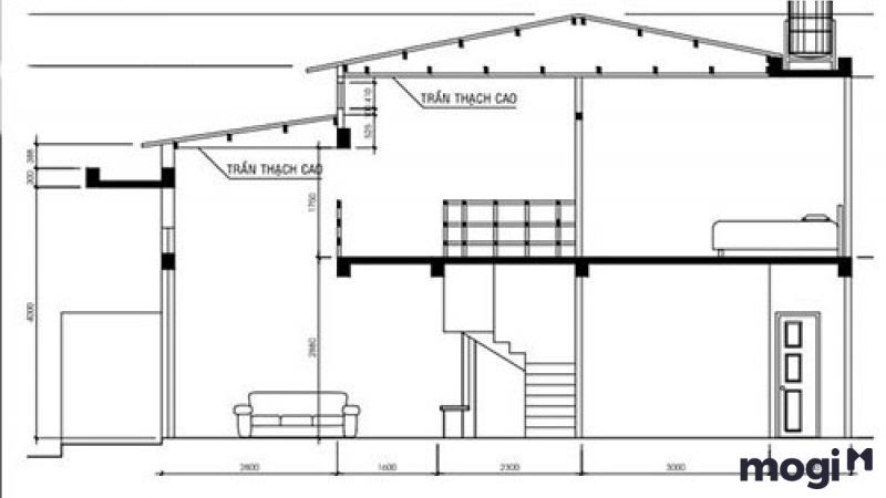 Bản vẽ thiết kế phòng trọ 12m2 có gác lửng