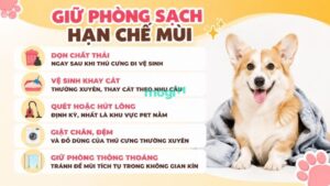 Nuôi chó mèo ở phòng trọ: kinh nghiệm cho người mới 6 Duy trì thói quen dọn dẹp hằng ngày kết hợp thông thoáng phòng sẽ giúp môi trường sống dễ chịu hơn