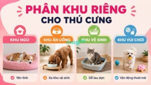 Nuôi chó mèo ở phòng trọ: kinh nghiệm cho người mới 5 Thay vì để thú cưng sử dụng toàn bộ phòng, người thuê nên phân chia một số khu vực cố định cho từng nhu cầu