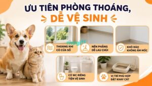 Nuôi chó mèo ở phòng trọ: kinh nghiệm cho người mới 3 Người thuê nên ưu tiên phòng thoáng, dễ vệ sinh