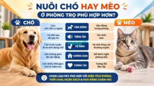 Nuôi chó mèo ở phòng trọ: kinh nghiệm cho người mới 8 Nuôi chó hay mèo ở phòng trọ phù hợp hơn?