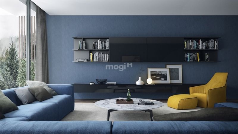 Sơn tường và sử dụng nội thất màu xanh dương đậm cũng hợp với mệnh Thủy