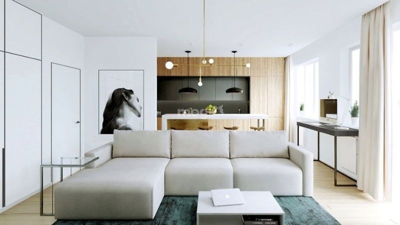 Phòng khách theo phong cách tối giản thường giản lược chi tiết và màu sắc